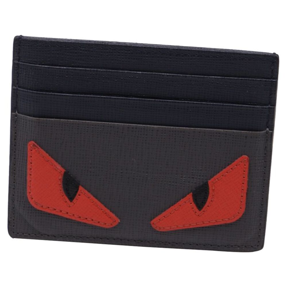 Fendi Monster Card Holder in Grey Leather